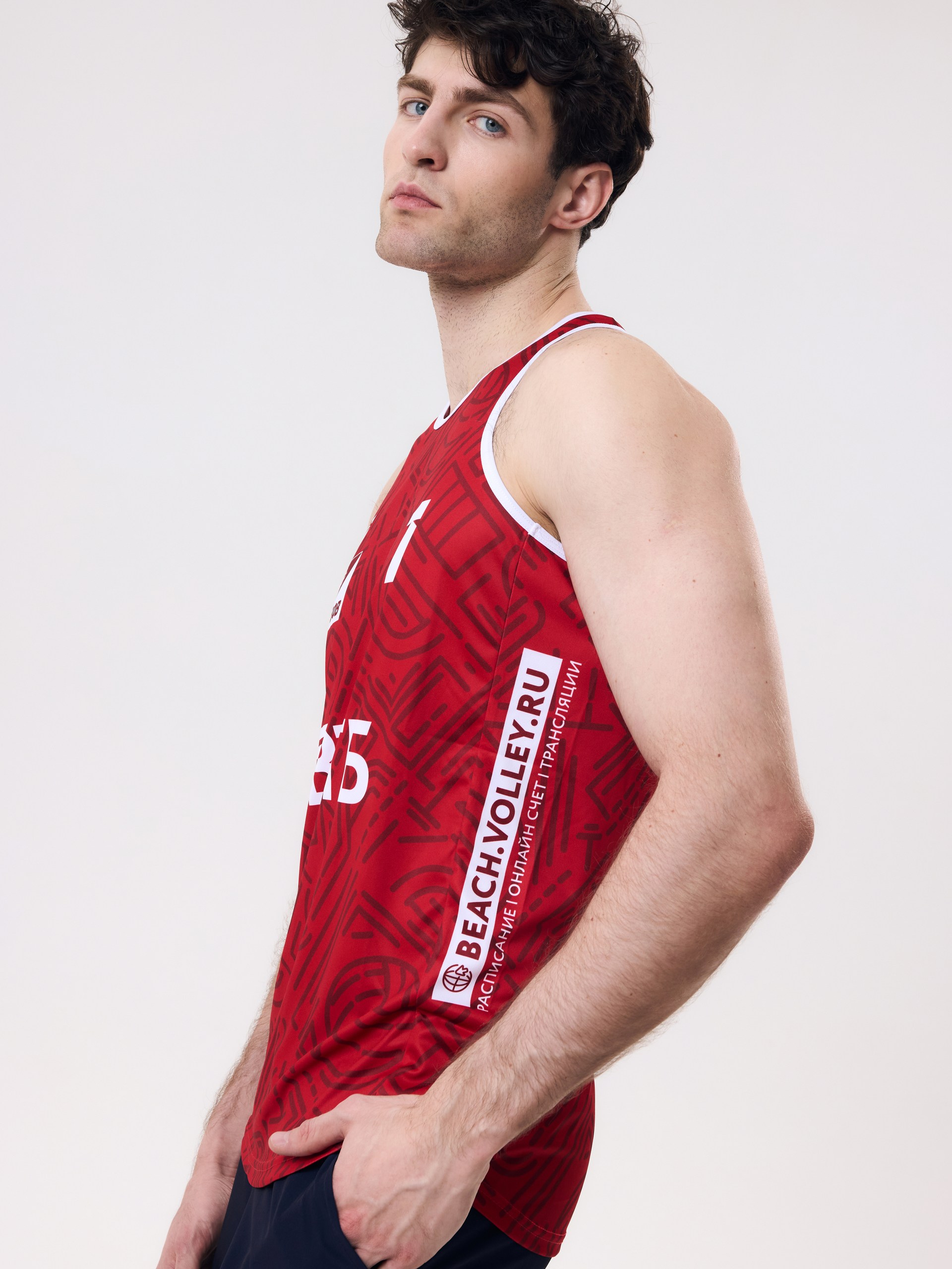 Майка игровая мужская для пляжного волейбола 5XL (красный, №1) арт. V-2/24