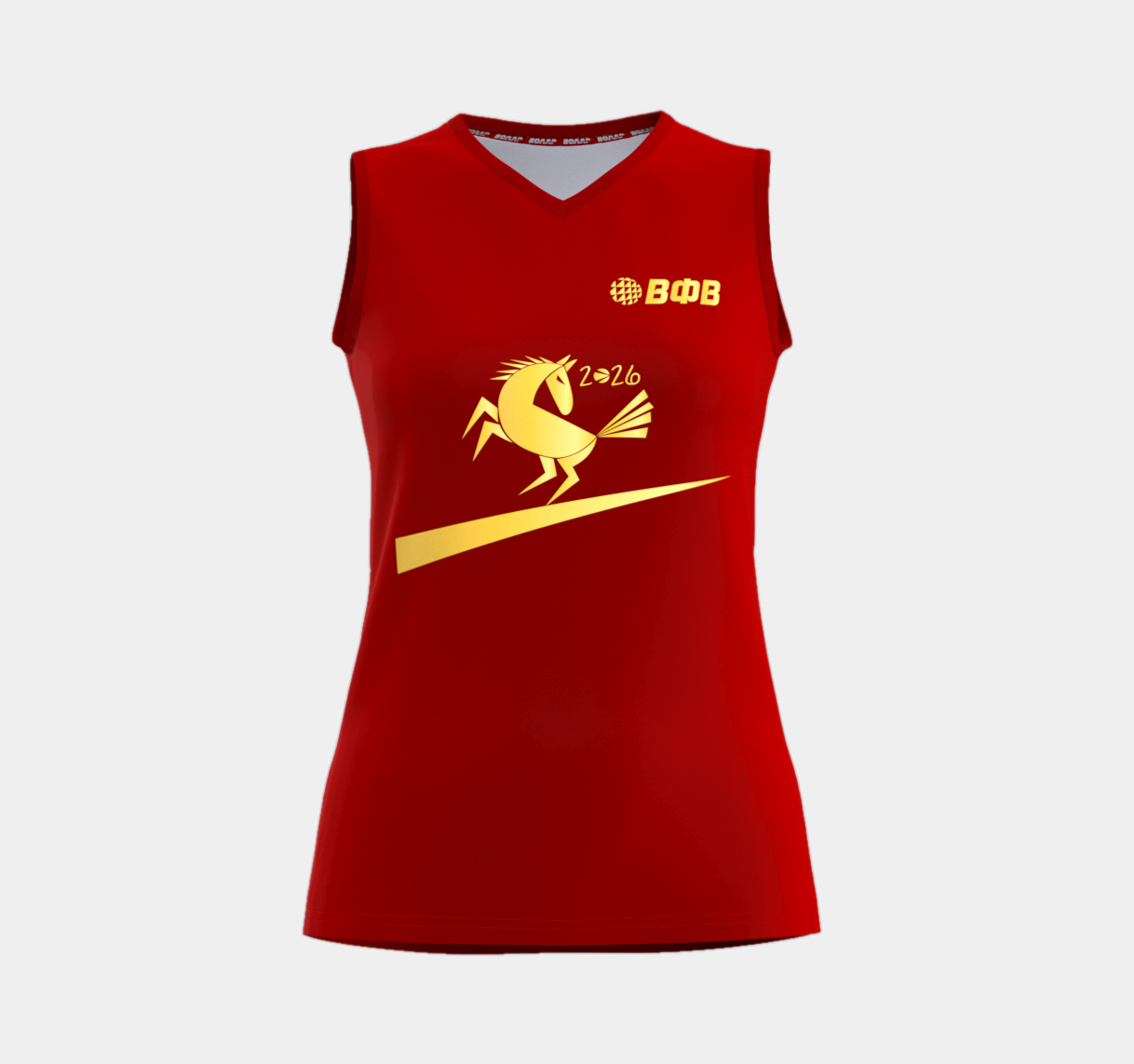 Майка игровая женская для классического волейбола "Год лошади" 5XL (красный) арт. V20W/1