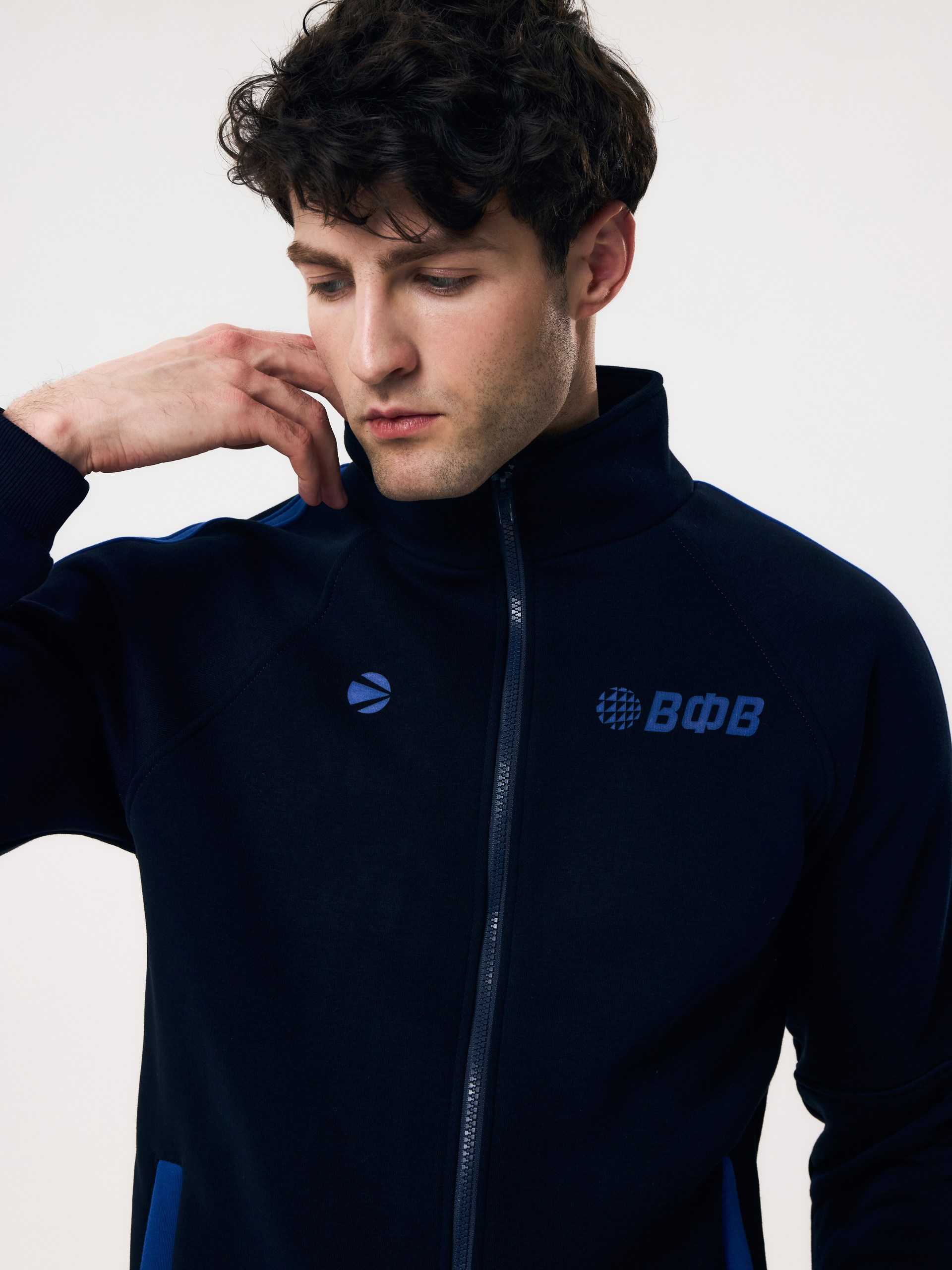 Толстовка с начёсом на молнии мужская Волар 5XL (тёмно-синий) арт. 442