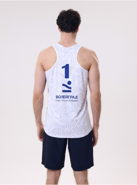 Майка игровая мужская для пляжного волейбола 5XL (белый, №1) арт. V-2/24