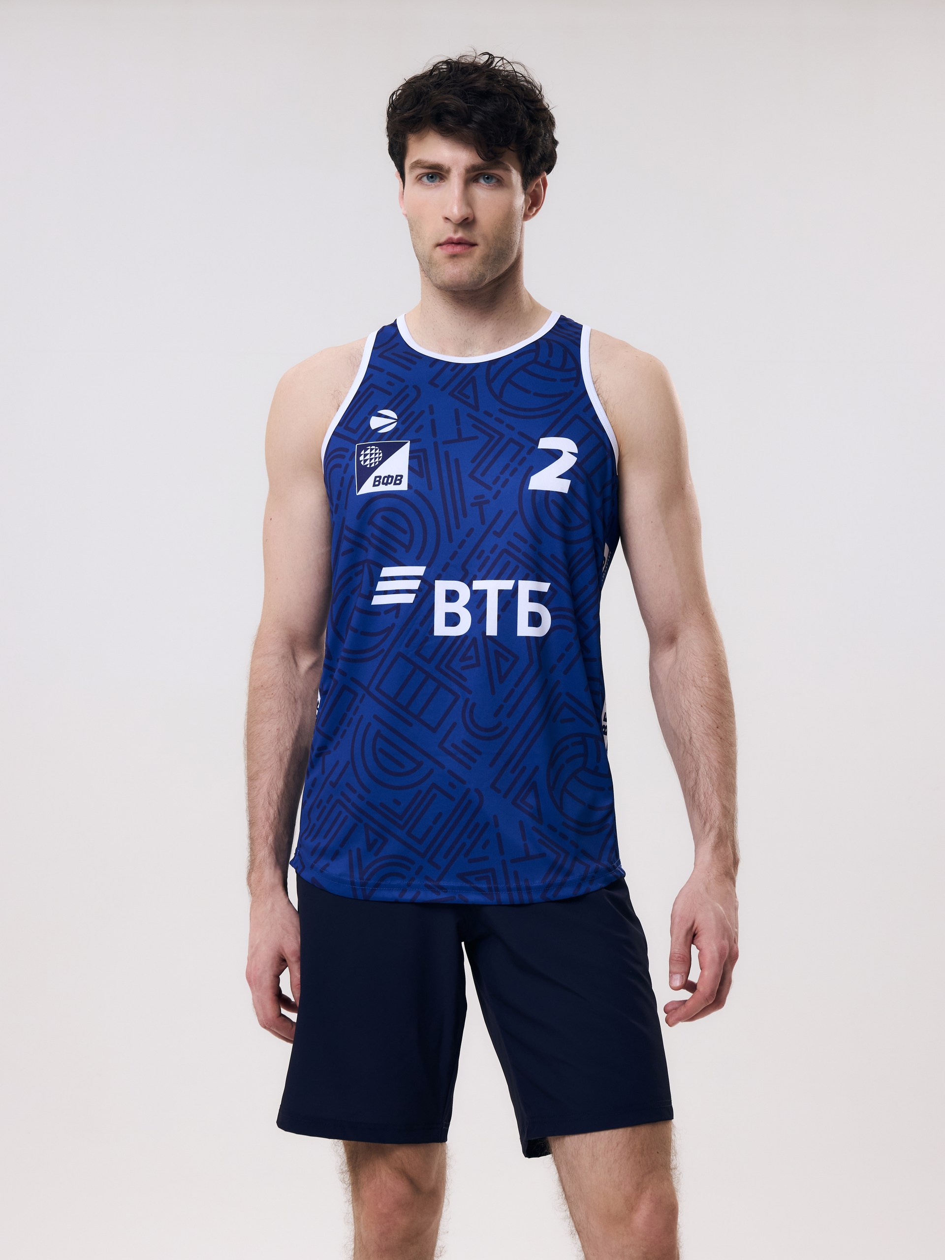 Майка игровая мужская для пляжного волейбола L (синий, №2) арт. V-2/24