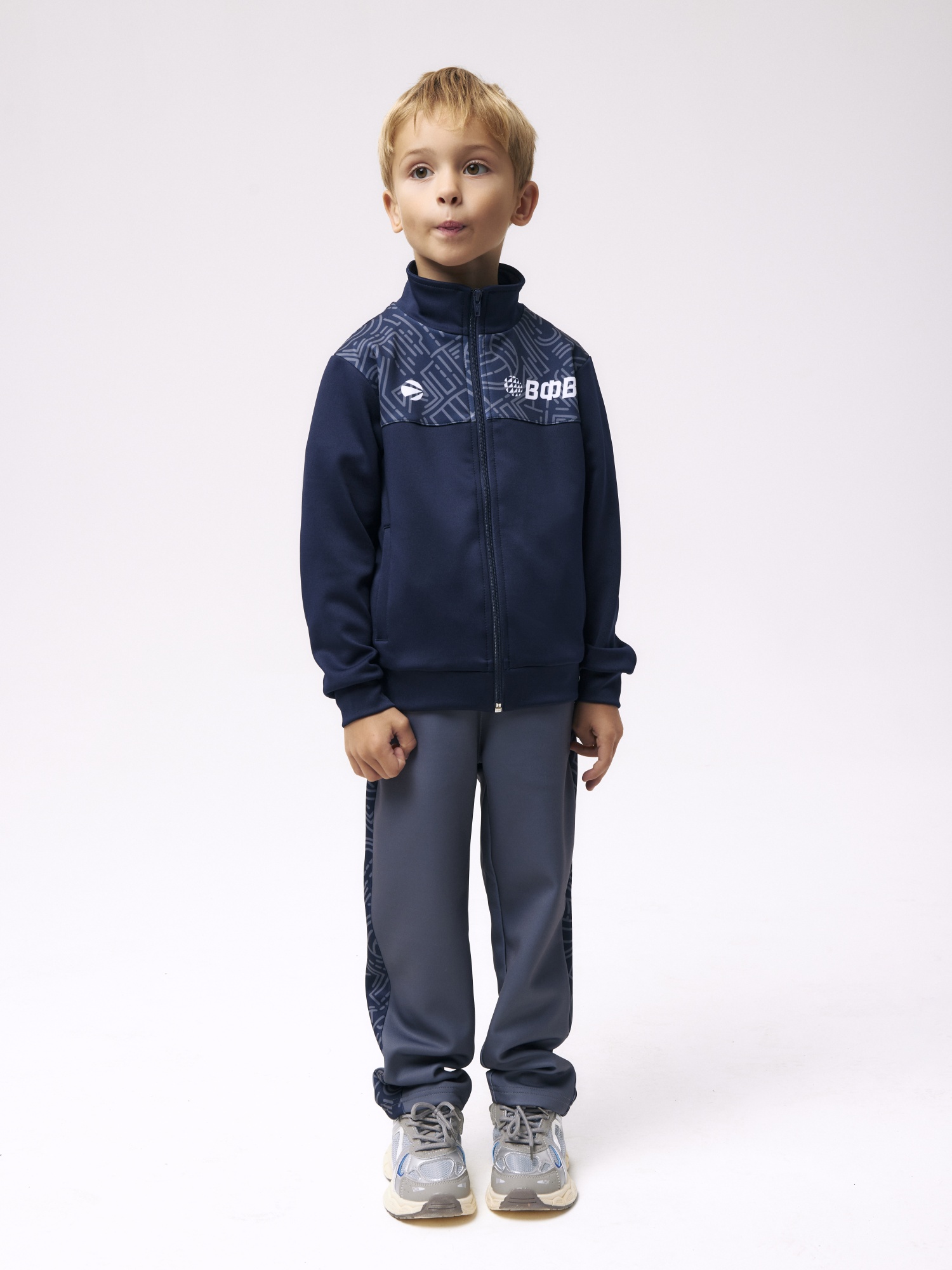 Толстовка на молнии без капюшона для мальчика и девочки 158 (темно-синий) Ch-431