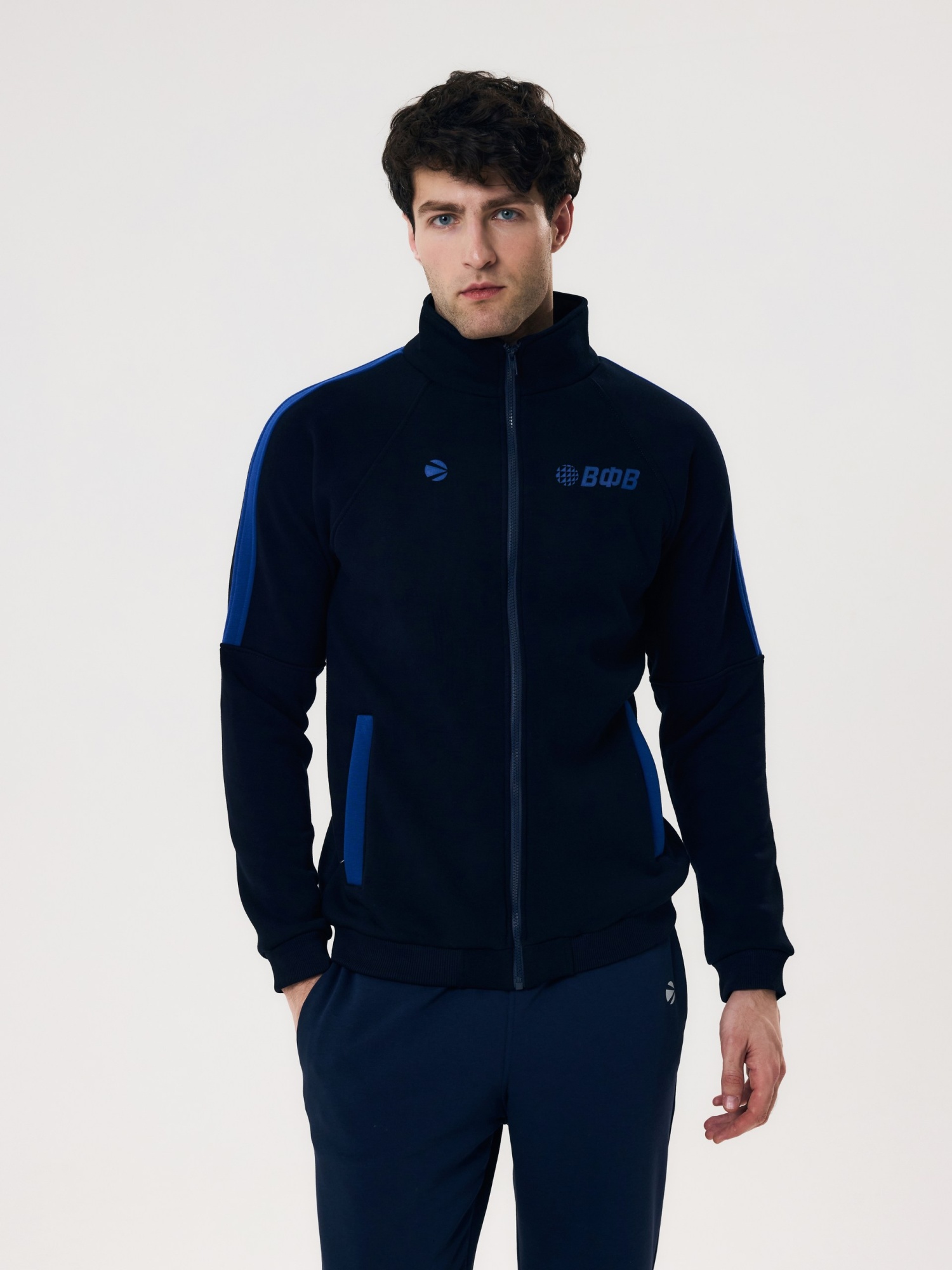 Толстовка с начёсом на молнии мужская Волар 5XL (тёмно-синий) арт. 442