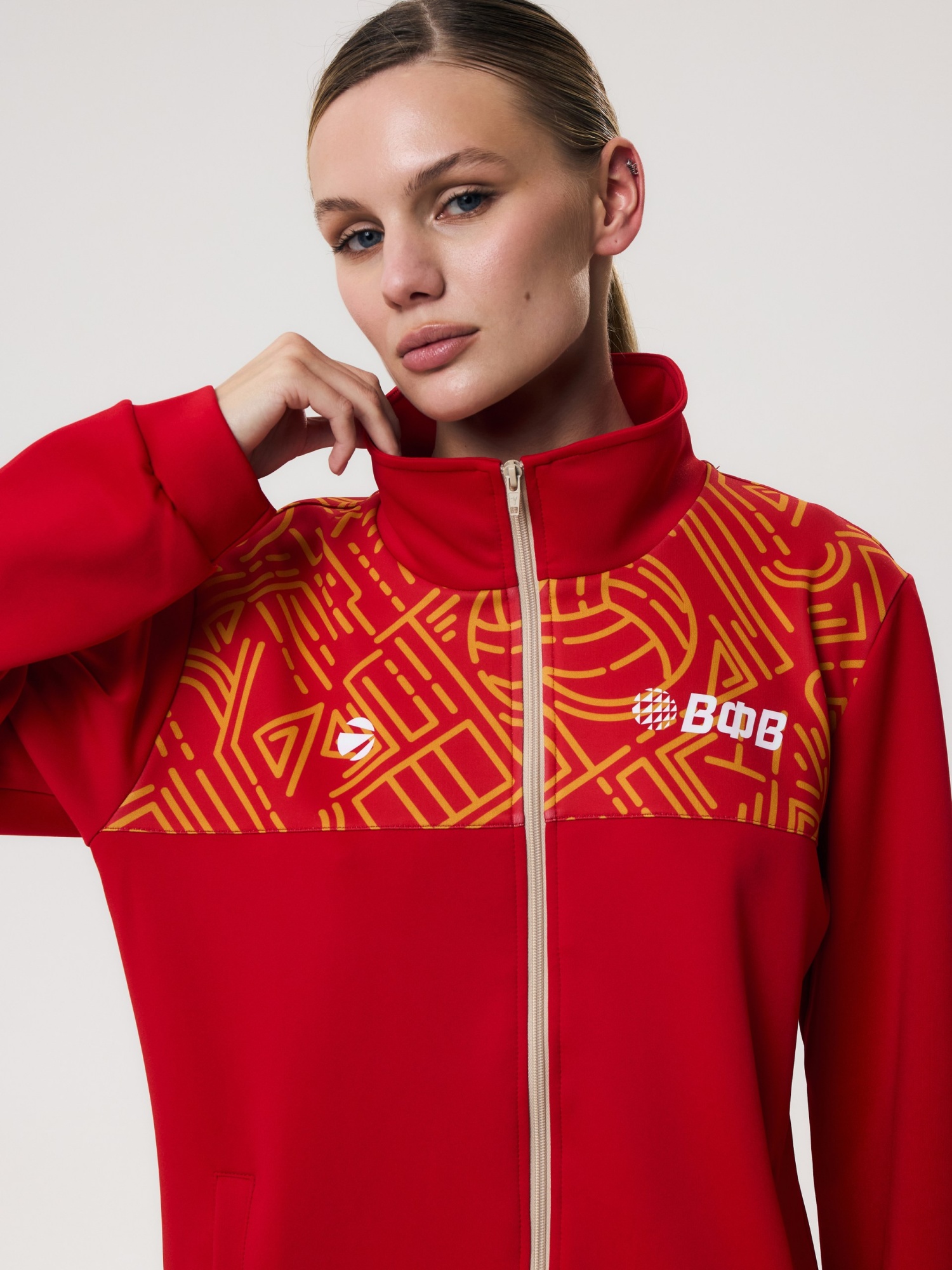 Толстовка на молнии без капюшона женская 3XL (красный) 431W