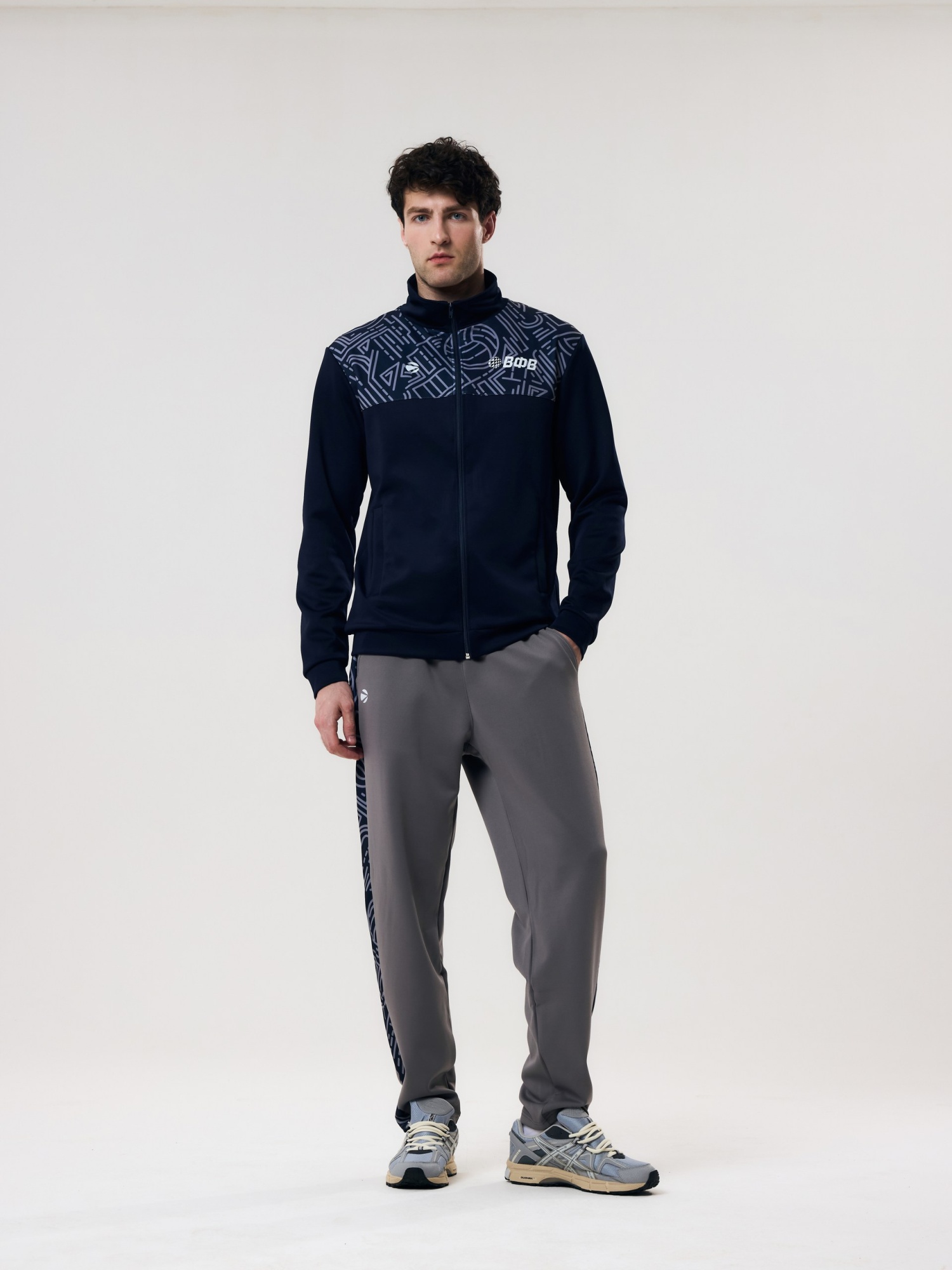 Брюки спортивные мужские Волар 5XL (серый/синий) арт. 302E 